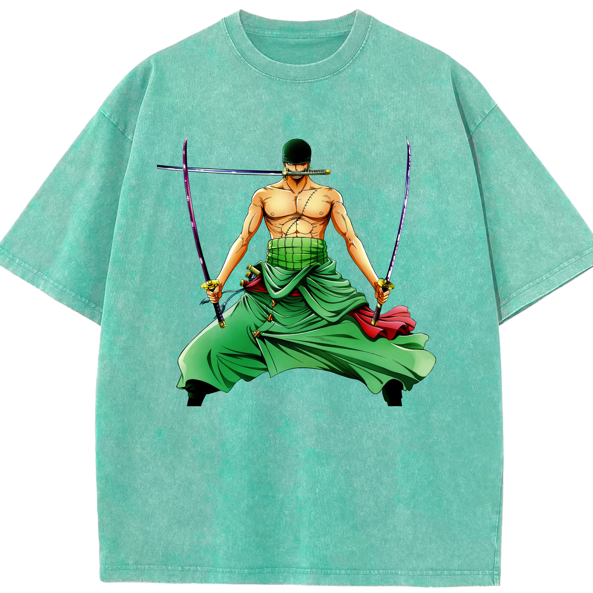 ワンピース ロロノア・ゾロ ONE PIECE Roronoa Zoro 綿100% ヴィンテージ風 半袖Tシャツ（フロントプリント）